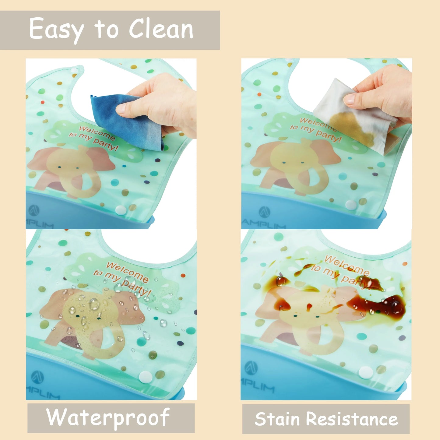 Infant & Baby Bibs, Waterproof, Convertible Drooling/Feeding Bib, Adjustable, Light Weight, BPA Free, Stain Resistant, Eco-Friendly, 3 Piece
