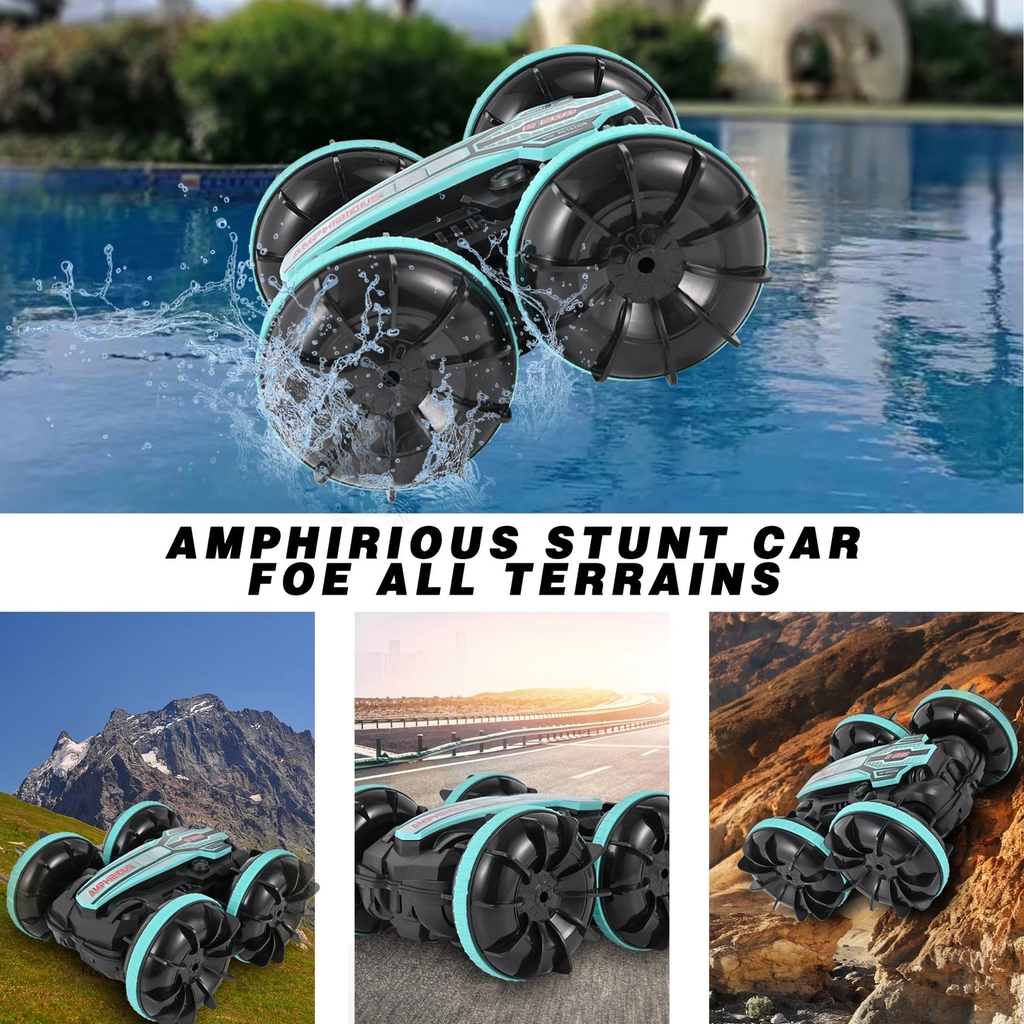 Amphibious Remote Control Car Boat, 1:16 Waterproof RC Monster Truck Stunt Car, RC Vehicle with Rotate 360Β°