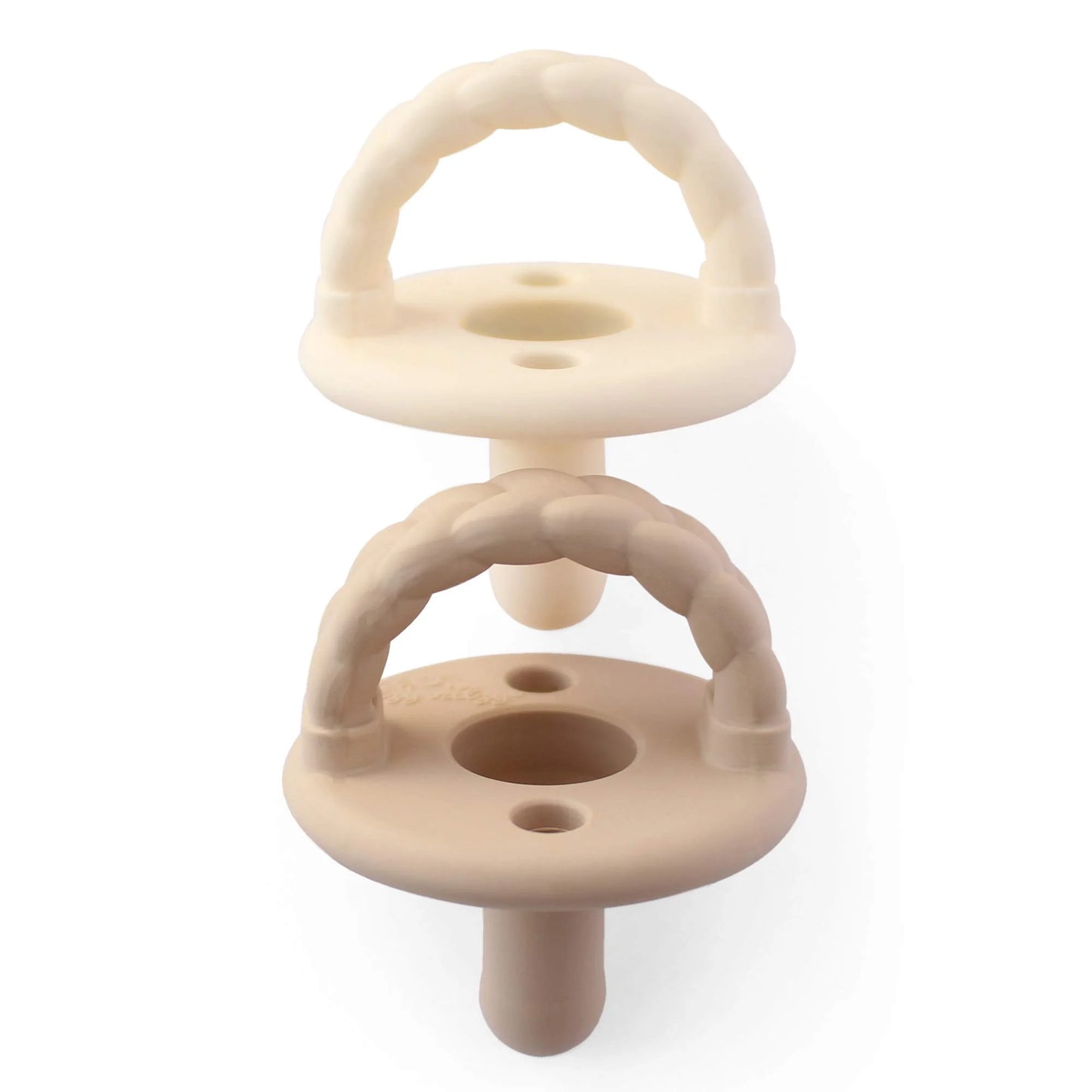 (2 Pack) Sweetie Soother Braid Pacifier Set of 2 Toast and Buttercream