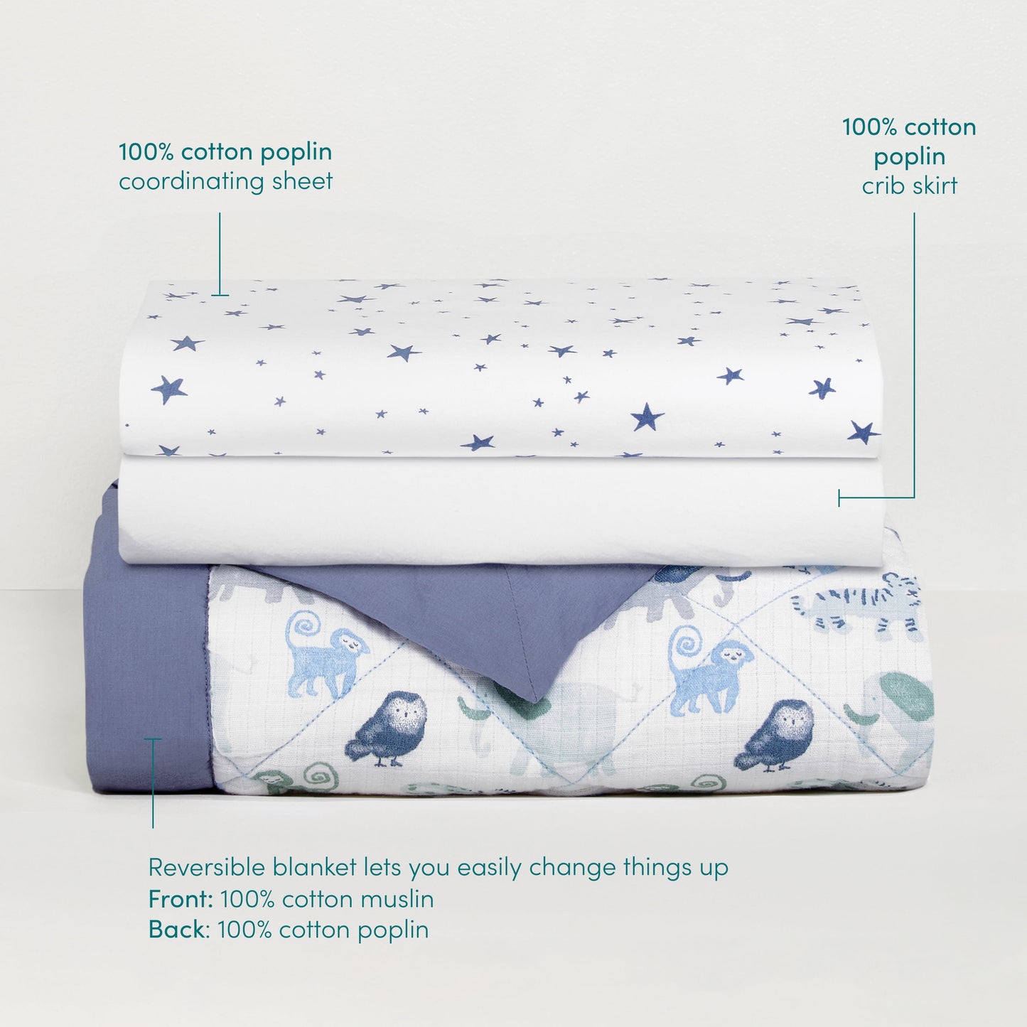 ™ Essentials, Cotton Crib Bedding Set , Time to Dream, Boys, Infants, 3-Piece Set