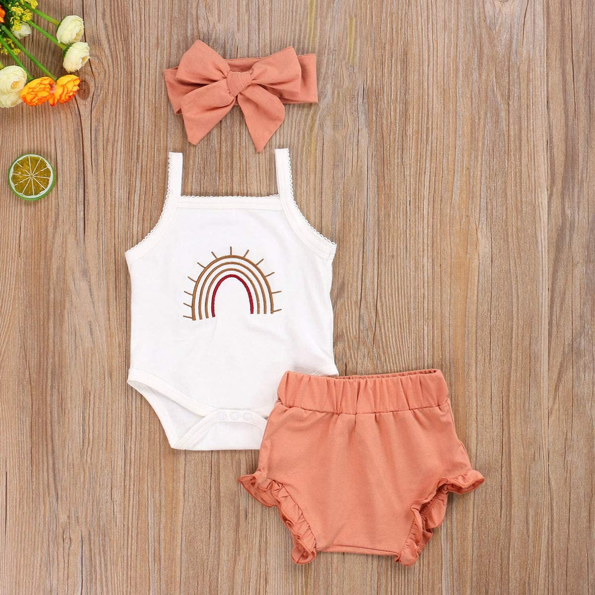 Newborn Baby Girls Clothes Cotton Suit Cute Baby Kid Infant Romper Play Wear Summer Rainbow Outfits