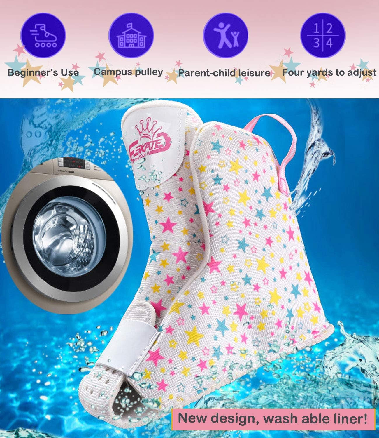 Adjustable Roller Skates for Kids Girls Ladies with Light up Flash LED Wheels(Age 3-9),Three-Point Type Balance,Gift Box Packing for Toddlers,Children