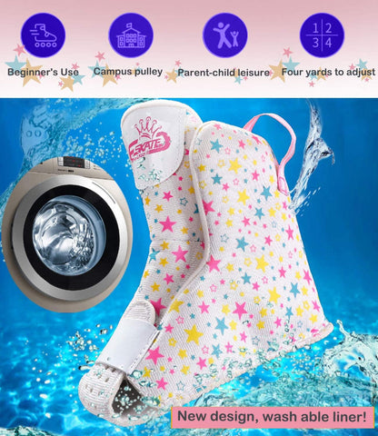 Adjustable Roller Skates for Kids Girls Ladies with Light up Flash LED Wheels(Age 3-9),Three-Point Type Balance,Gift Box Packing for Toddlers,Children