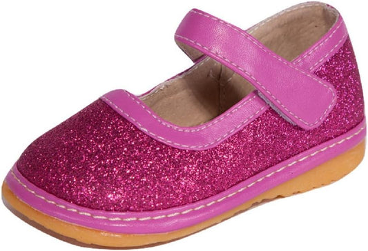 Mary Jane Squeaky Shoes for Toddler Girls, Ideal Walking Shoes with Removable Squeaker and Adjustable Strap - Soft Sole Shoes for Little Girls
