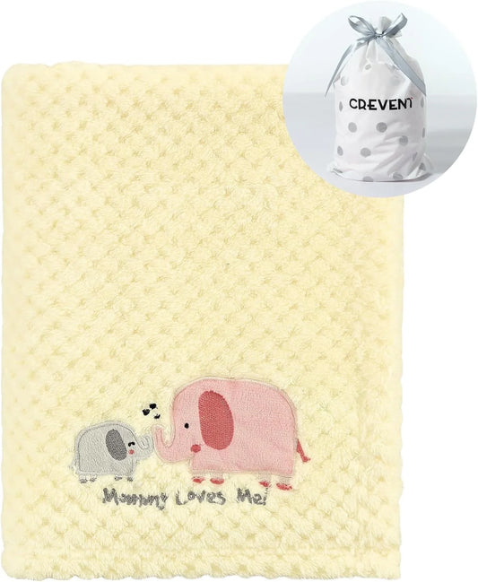 30''X40'' Cute Warm Baby Blanket for Girls Infants Toddlers' Bedding Crib Cot Stroller, Baby Shower Birthday Newborn'S Gift, 75X100Cm, Yellow Elephant