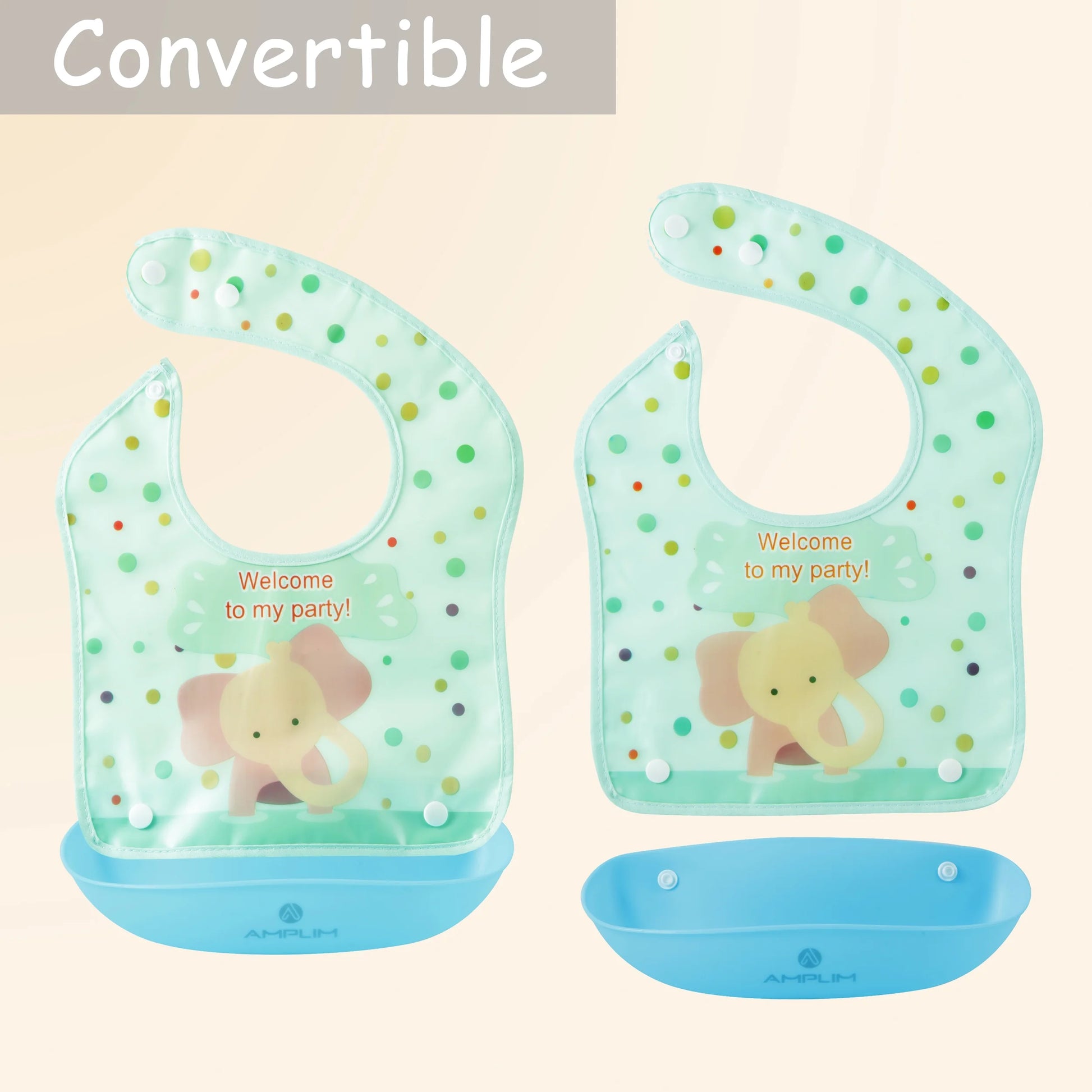 Infant & Baby Bibs, Waterproof, Convertible Drooling/Feeding Bib, Adjustable, Light Weight, BPA Free, Stain Resistant, Eco-Friendly, 3 Piece
