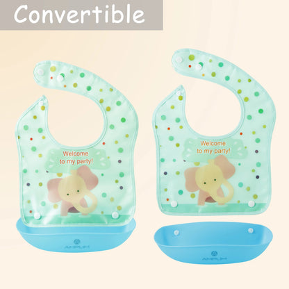Infant & Baby Bibs, Waterproof, Convertible Drooling/Feeding Bib, Adjustable, Light Weight, BPA Free, Stain Resistant, Eco-Friendly, 3 Piece