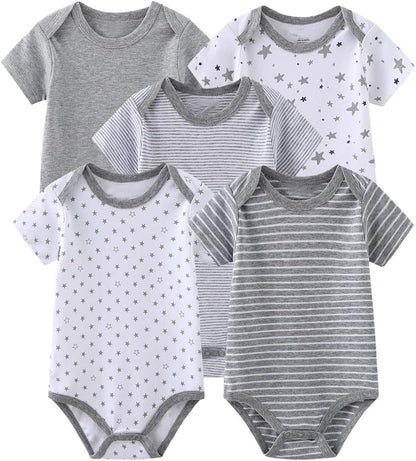 Newborn Baby Bodysuit 5-Pack Short Sleeve Baby Clothes for Boys and Girls