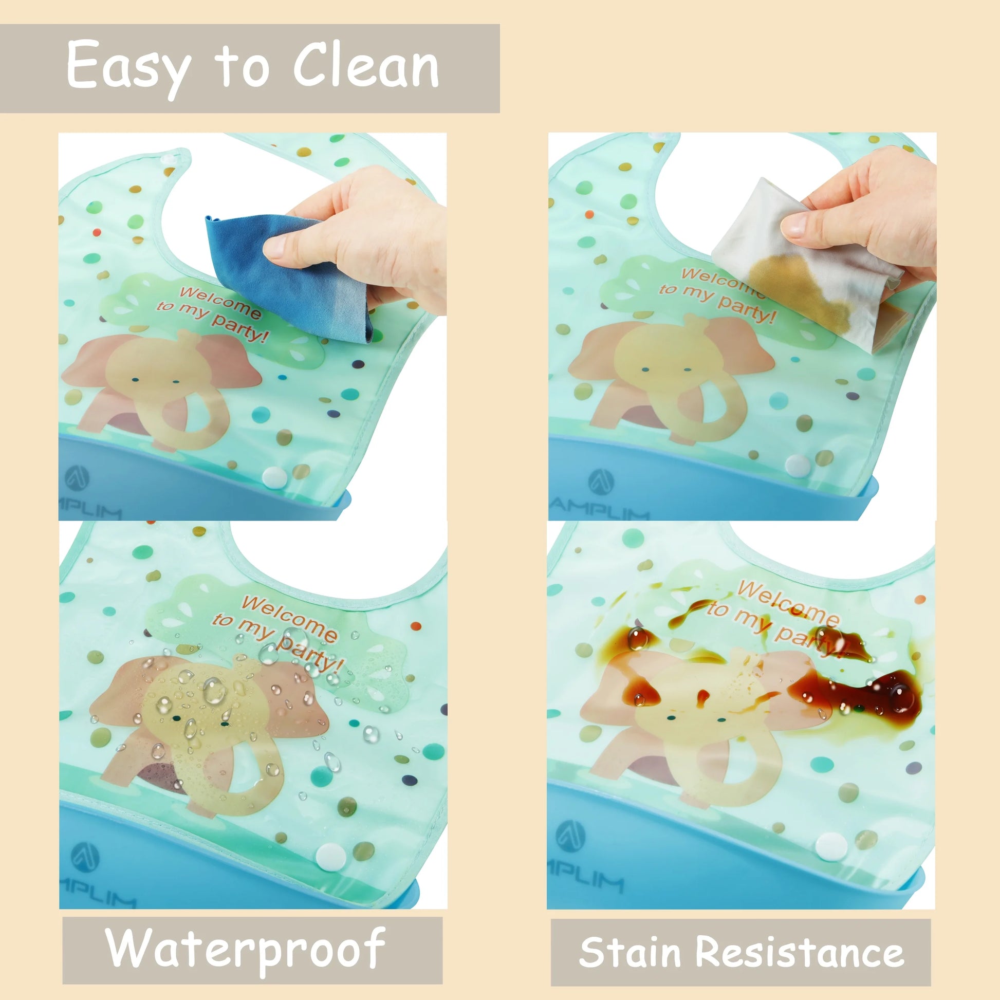 Infant & Baby Bibs, Waterproof, Convertible Drooling/Feeding Bib, Adjustable, Light Weight, BPA Free, Stain Resistant, Eco-Friendly, 3 Piece