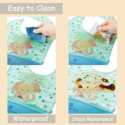 Infant & Baby Bibs, Waterproof, Convertible Drooling/Feeding Bib, Adjustable, Light Weight, BPA Free, Stain Resistant, Eco-Friendly, 3 Piece