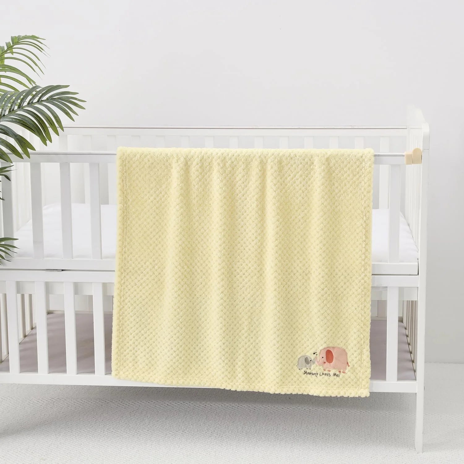 30''X40'' Cute Warm Baby Blanket for Girls Infants Toddlers' Bedding Crib Cot Stroller, Baby Shower Birthday Newborn'S Gift, 75X100Cm, Yellow Elephant