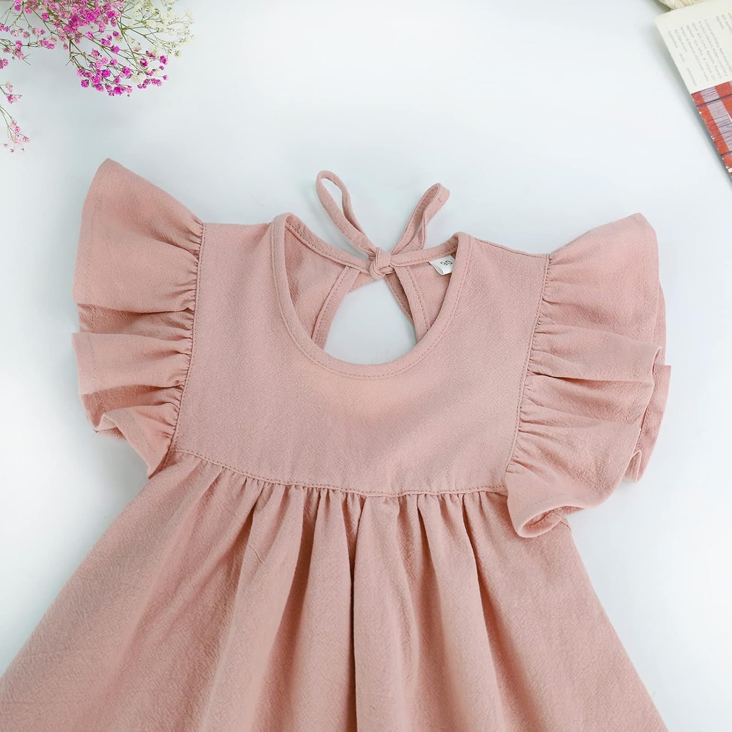 Toddler Baby Girl Dress Summer Cotton Linen Ruffle Halter Sleeveless Kids Casual Beach Party Dresses 1-6 Years