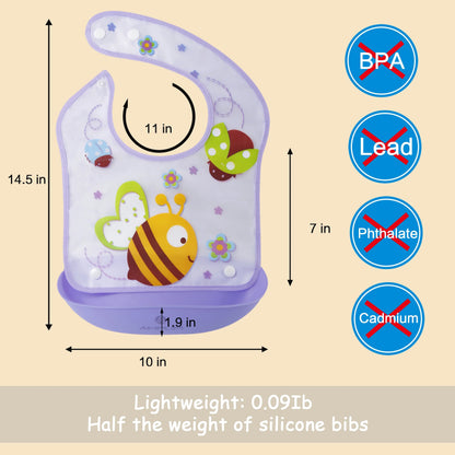 Infant & Baby Bibs, Waterproof, Convertible Drooling/Feeding Bib, Adjustable, Light Weight, BPA Free, Stain Resistant, Eco-Friendly, 3 Piece