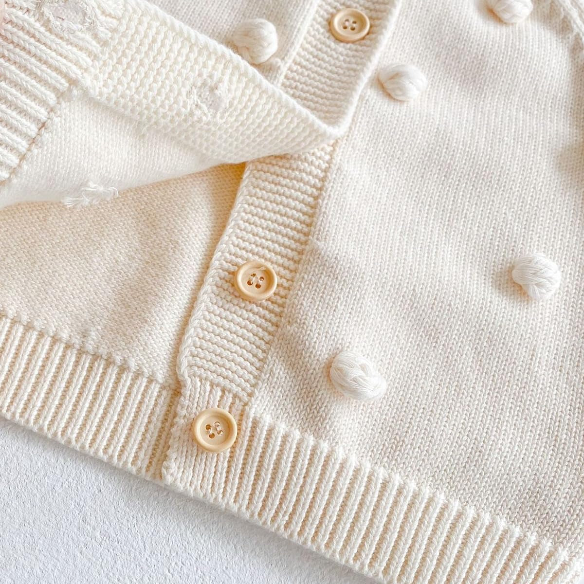 Baby Sweater Cardigan Jacquard Cable-Knit Spring Coat Long Sleeve Cardigan for Baby Girl