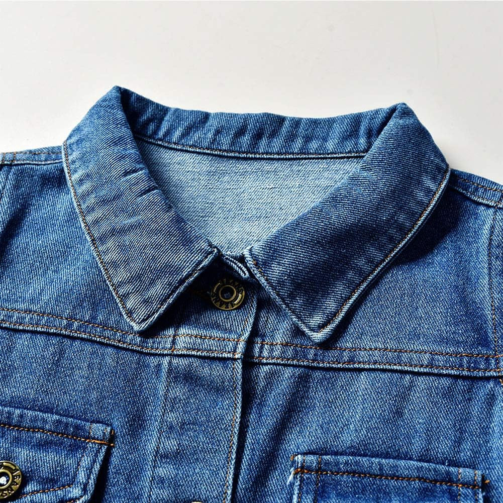 Toddler Kid Baby Boys Girls Denim Jacket Long Sleeve Button down Jeans Coat Cowboy Overcoat Hoodie Casual Outwear