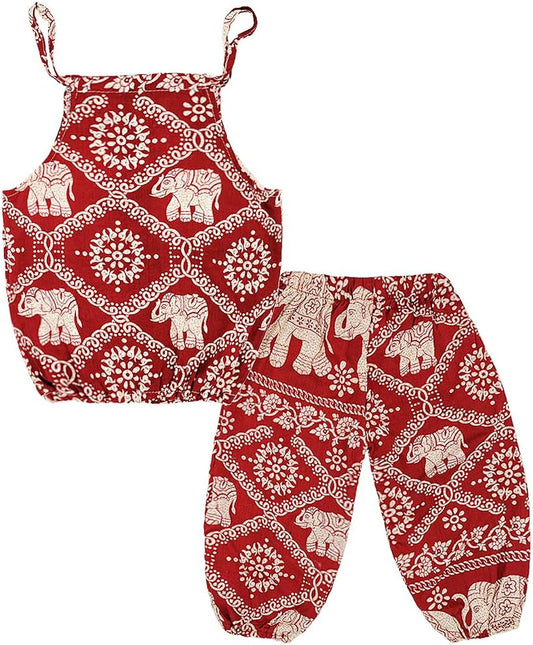 Baby Girls Boho Elephant Tops Harem Pants 2 Piece Outfits