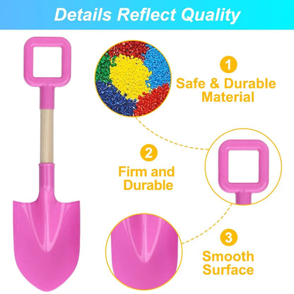 16" Wood Handle Beach Sand Shovel, Sturdy Kids Digging Tool