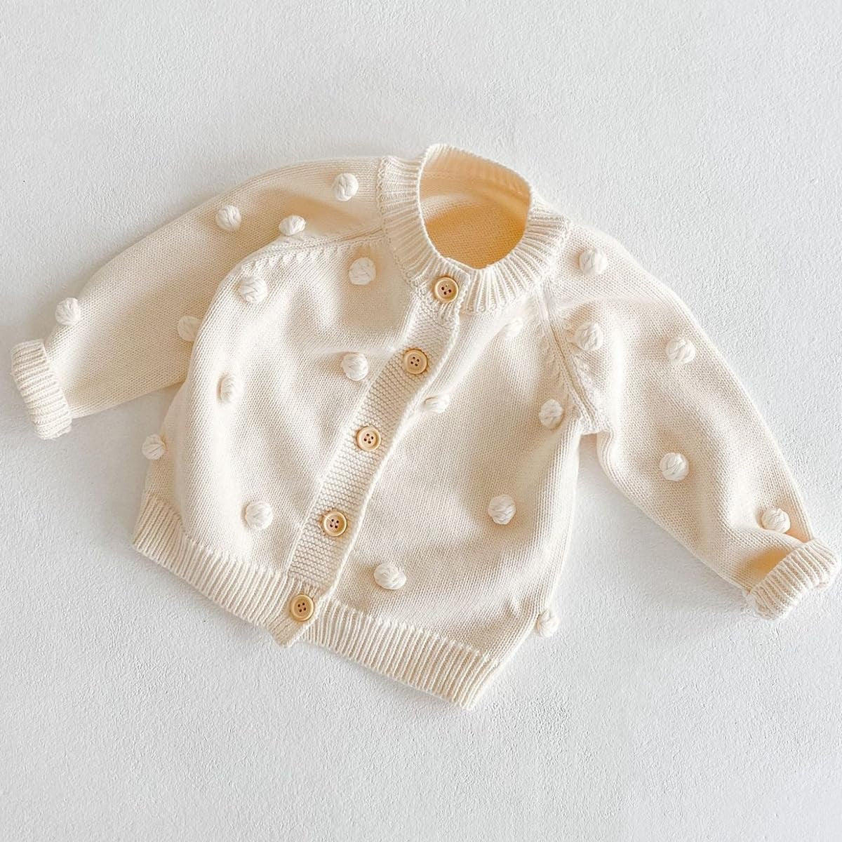 Baby Sweater Cardigan Jacquard Cable-Knit Spring Coat Long Sleeve Cardigan for Baby Girl
