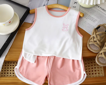 Summer Baby Girl Outfit – 2-Piece Short Sleeve T-Shirt & Dress Set | Lightweight & Stylish Kids Clothes