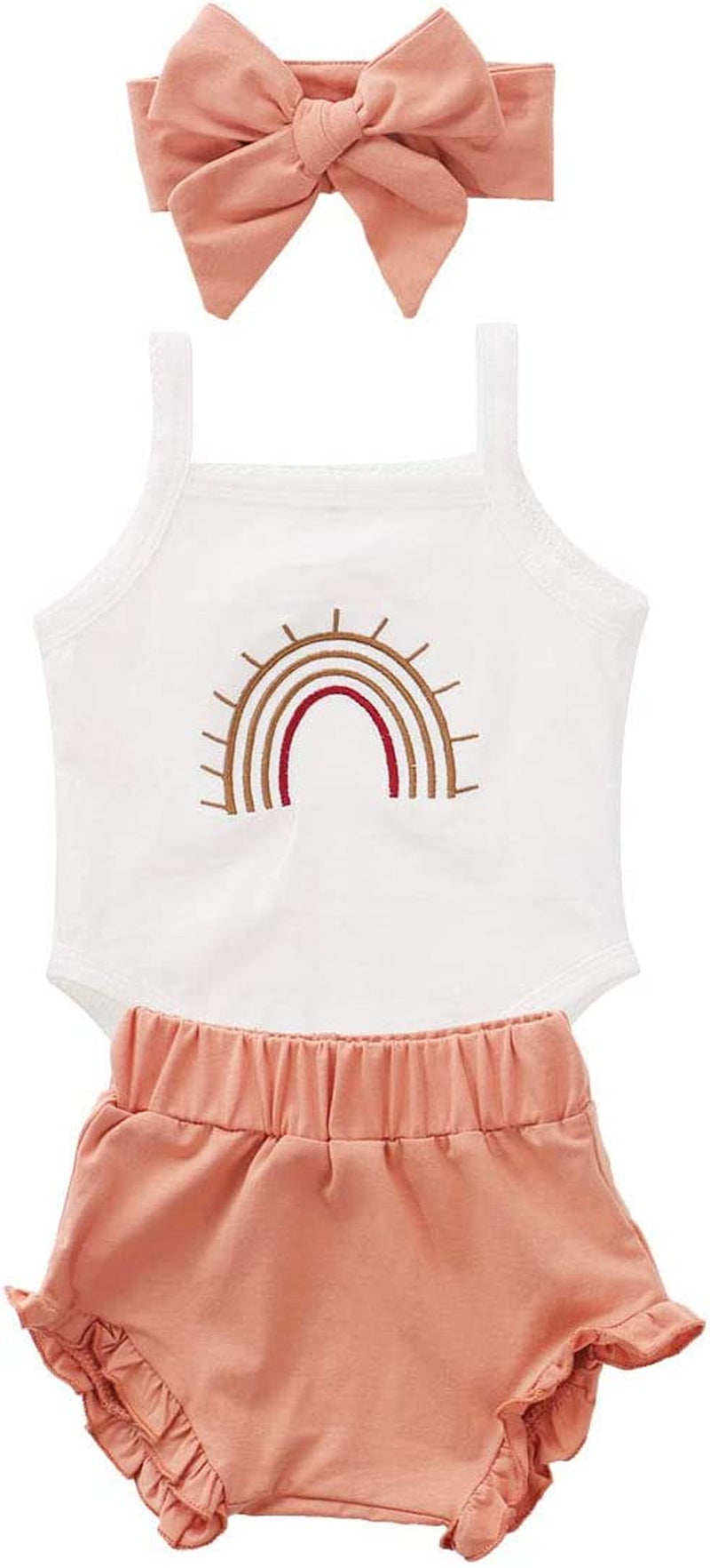 Newborn Baby Girls Clothes Cotton Suit Cute Baby Kid Infant Romper Play Wear Summer Rainbow Outfits