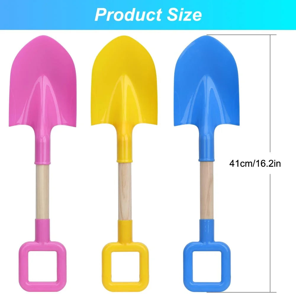16" Wood Handle Beach Sand Shovel, Sturdy Kids Digging Tool