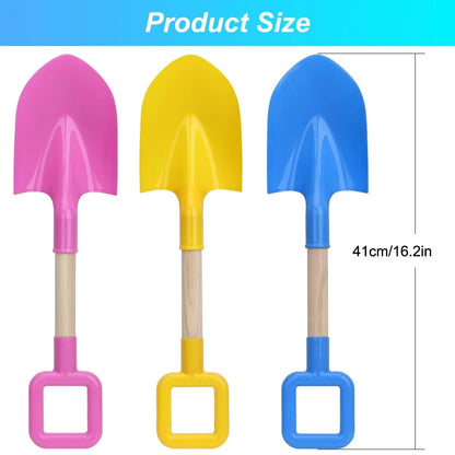 16" Wood Handle Beach Sand Shovel, Sturdy Kids Digging Tool