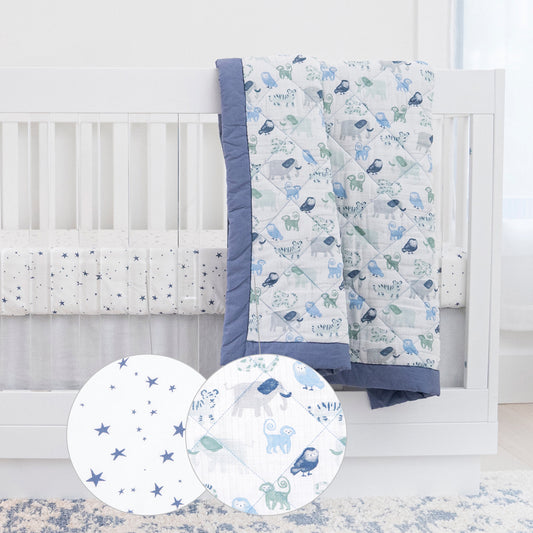 ™ Essentials, Cotton Crib Bedding Set , Time to Dream, Boys, Infants, 3-Piece Set