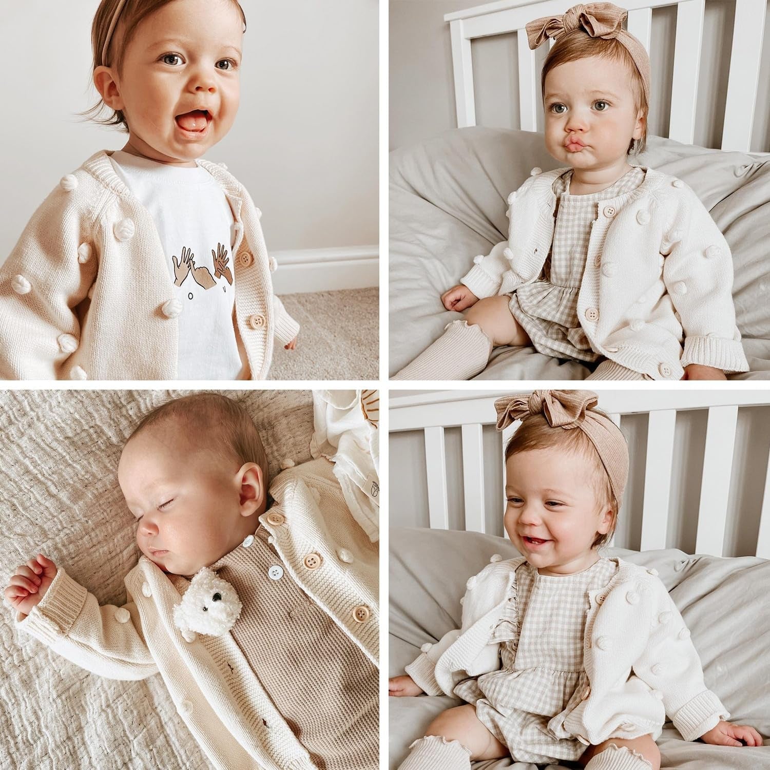 Baby Sweater Cardigan Jacquard Cable-Knit Spring Coat Long Sleeve Cardigan for Baby Girl
