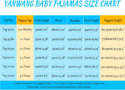 100% Cotton Baby Boys Girls Pajamas Set Long Sleeve Sleepwear