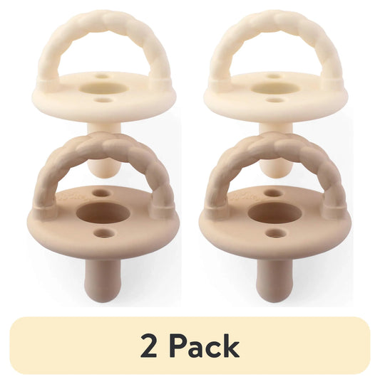 (2 Pack)  Sweetie Soother Braid Pacifier Set of 2 Toast and Buttercream