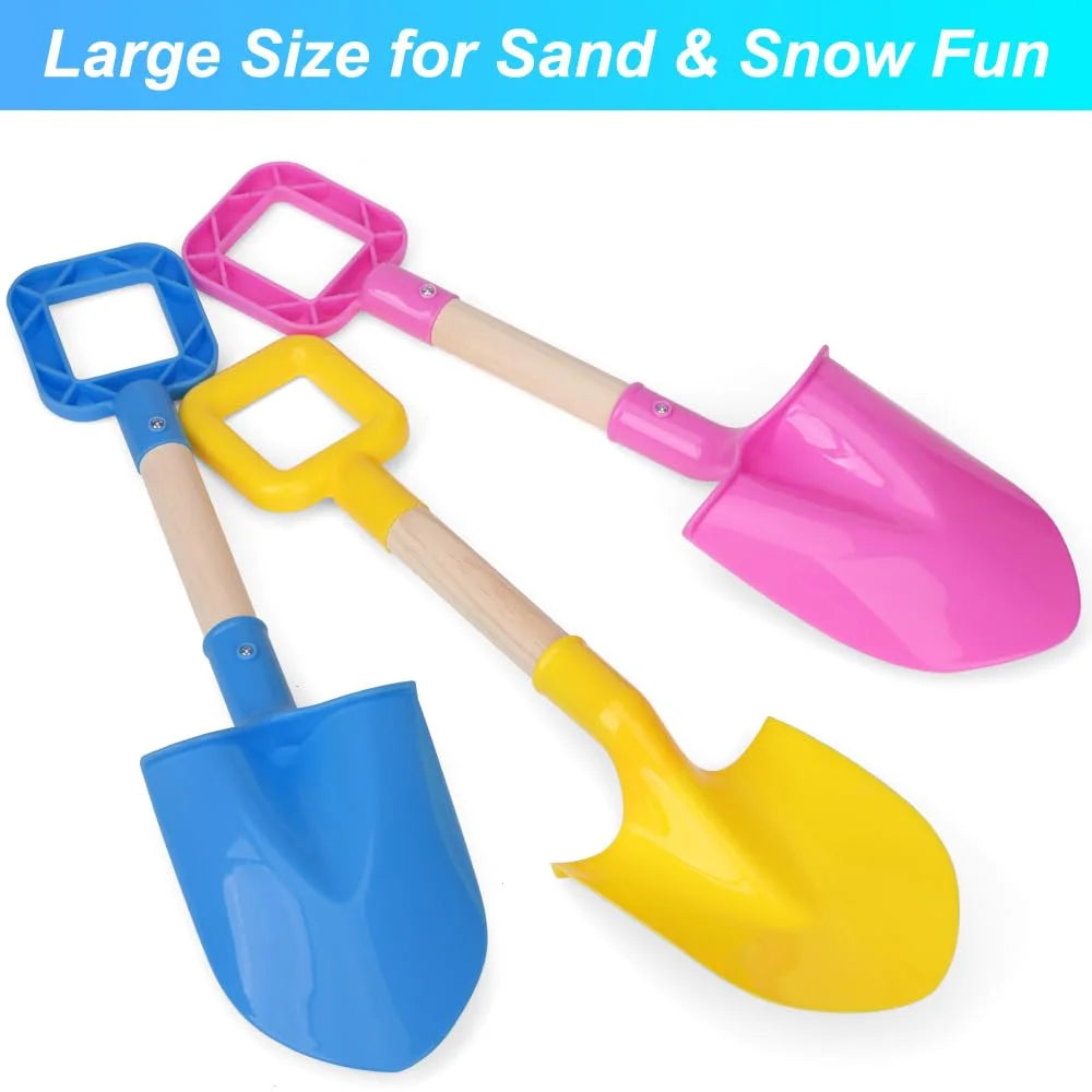 16" Wood Handle Beach Sand Shovel, Sturdy Kids Digging Tool