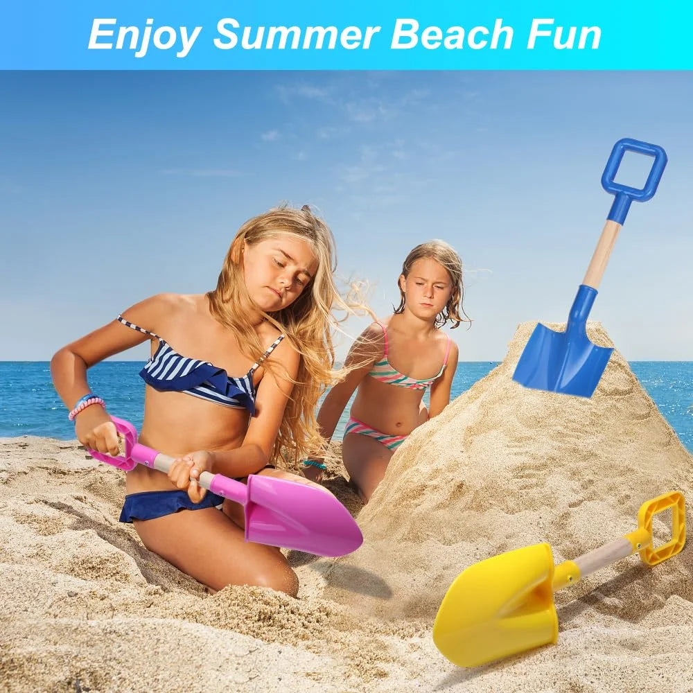 16" Wood Handle Beach Sand Shovel, Sturdy Kids Digging Tool