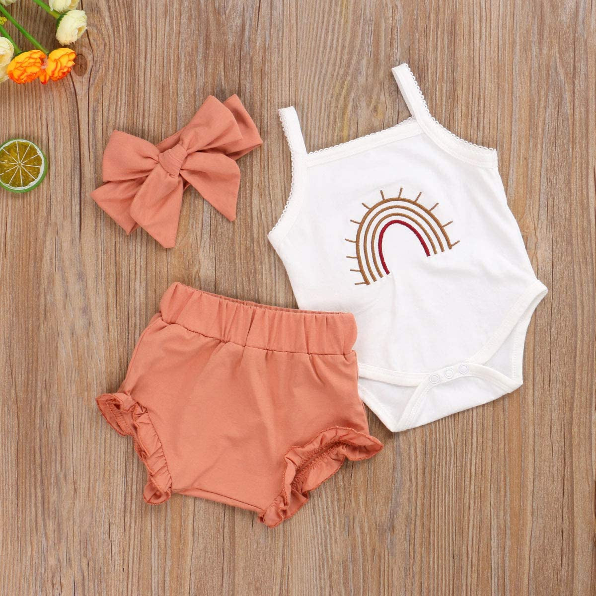 Newborn Baby Girls Clothes Cotton Suit Cute Baby Kid Infant Romper Play Wear Summer Rainbow Outfits