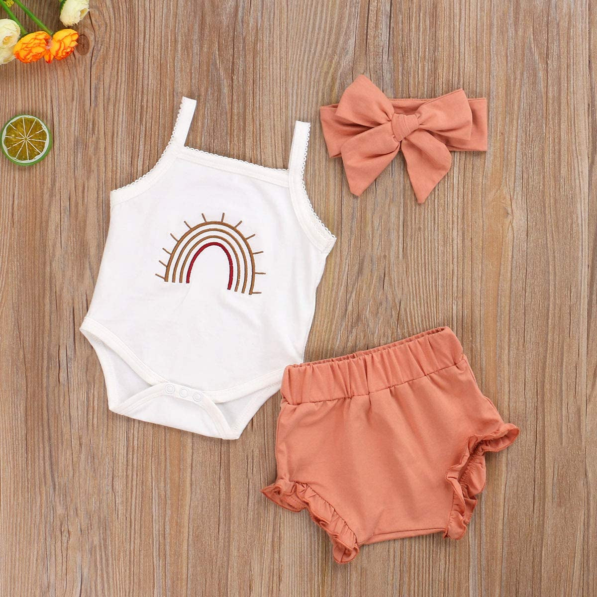 Newborn Baby Girls Clothes Cotton Suit Cute Baby Kid Infant Romper Play Wear Summer Rainbow Outfits