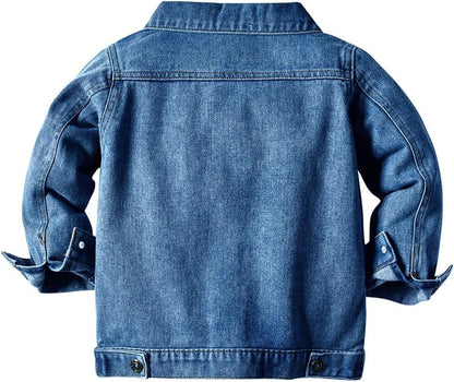 Toddler Kid Baby Boys Girls Denim Jacket Long Sleeve Button down Jeans Coat Cowboy Overcoat Hoodie Casual Outwear