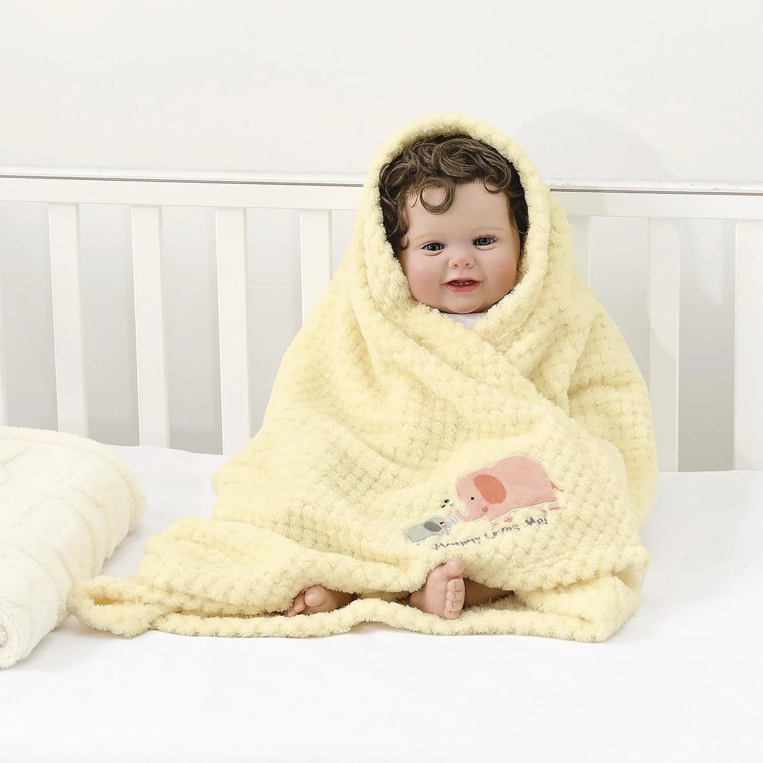 30''X40'' Cute Warm Baby Blanket for Girls Infants Toddlers' Bedding Crib Cot Stroller, Baby Shower Birthday Newborn'S Gift, 75X100Cm, Yellow Elephant
