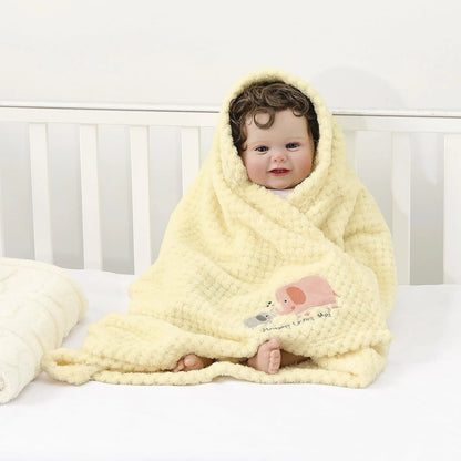 30''X40'' Cute Warm Baby Blanket for Girls Infants Toddlers' Bedding Crib Cot Stroller, Baby Shower Birthday Newborn'S Gift, 75X100Cm, Yellow Elephant